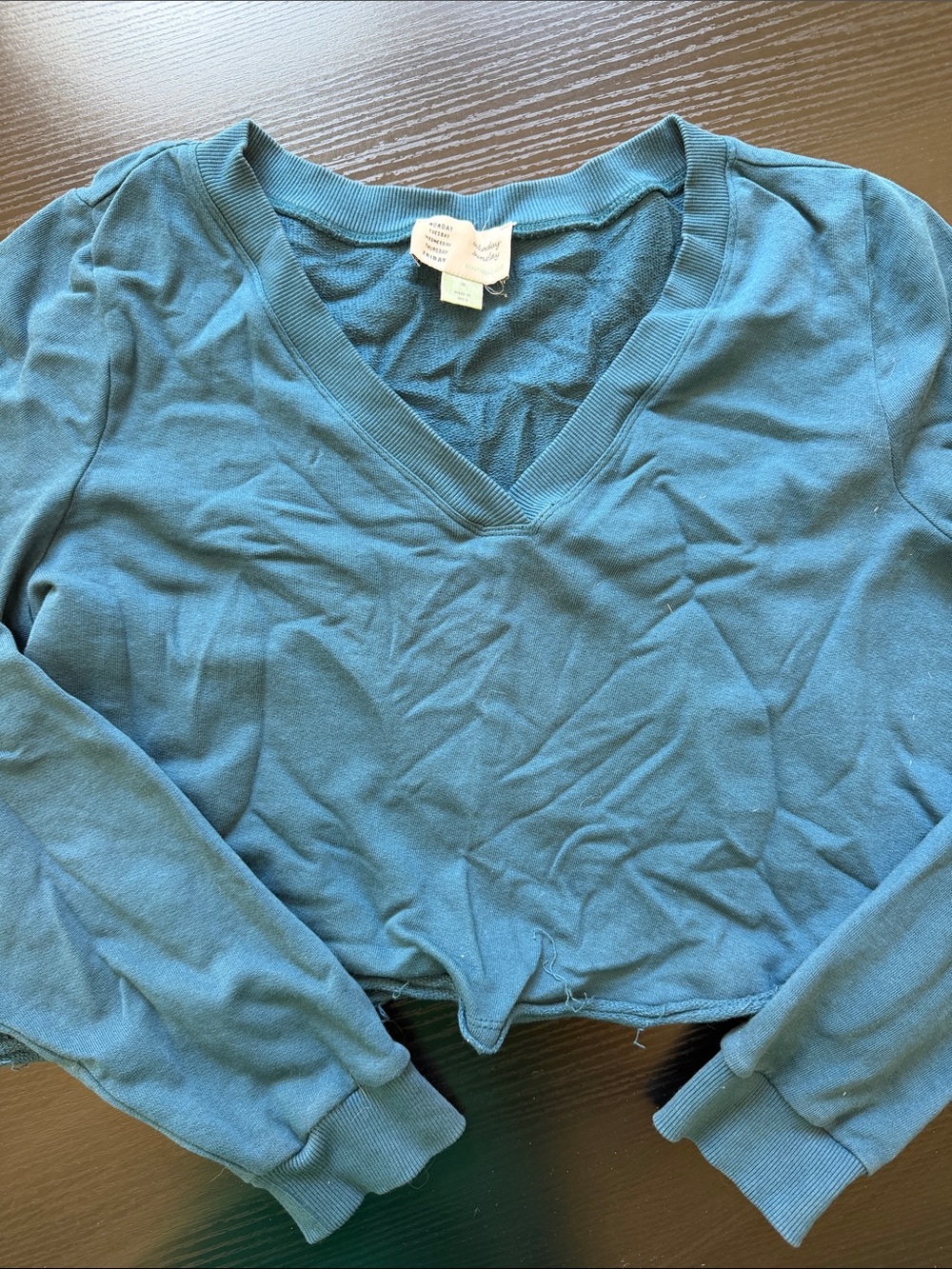 Women's Teal V-Neck Lightweight Sweatshirt